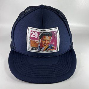 Vtg Elvis Presley Adjustable Trucker Cap Hat Men's Postage Stamp Gold Medal 90s